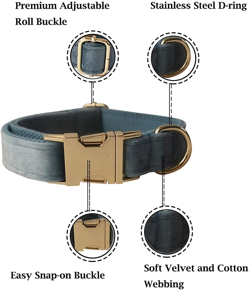 Soft Velvet Dog Collar and Leash Set