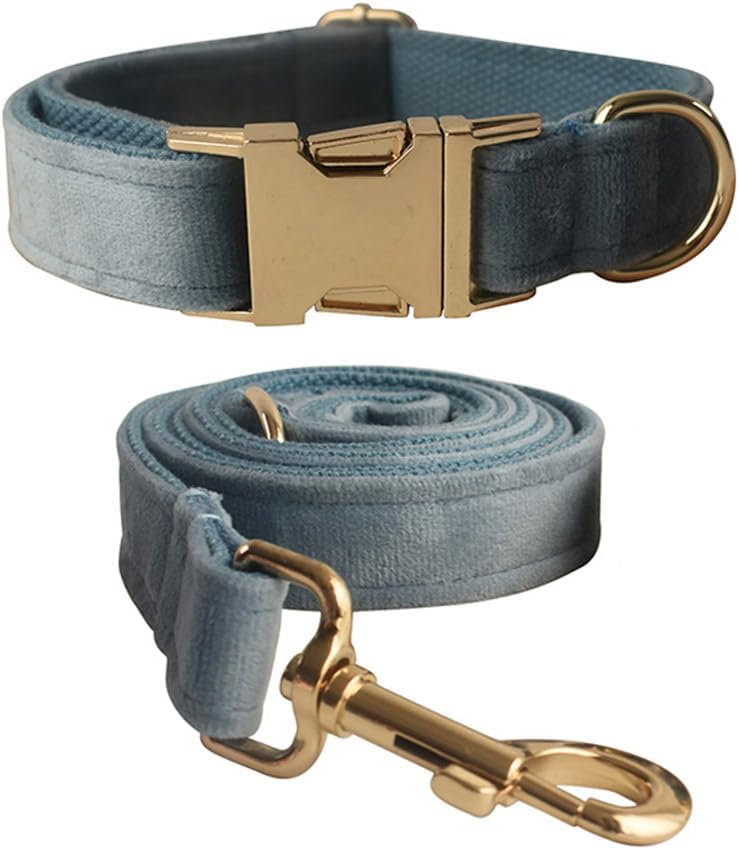 Soft Velvet Dog Collar and Leash Set